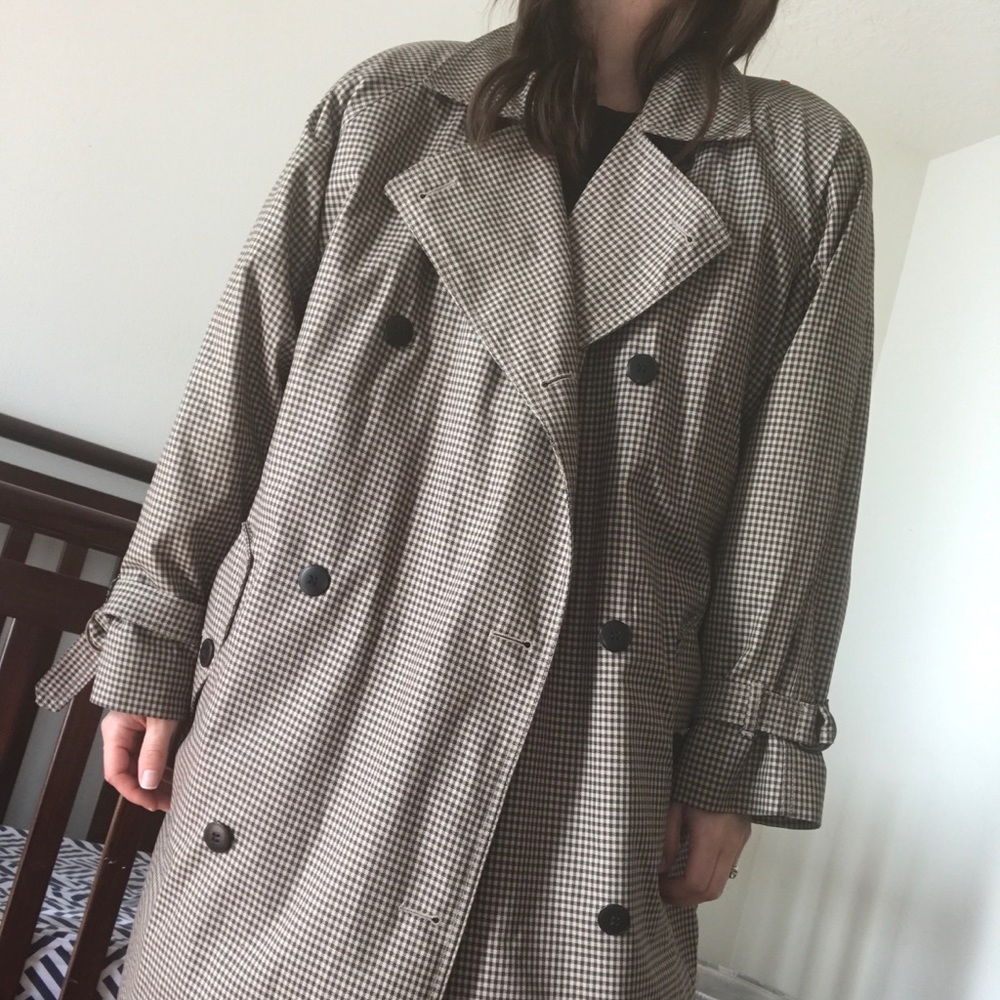 Vintage Misty Harbor  Checkered Trenchcoat - Picture 4 of 8